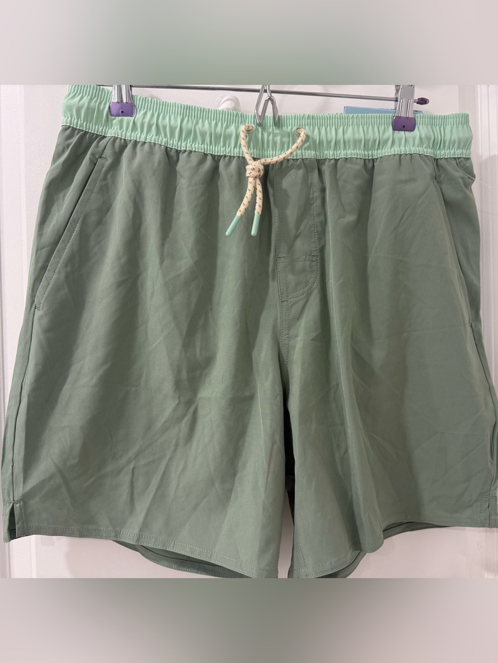 Laguna B Two-Tone Sage and Mint Men's Swim Trunks